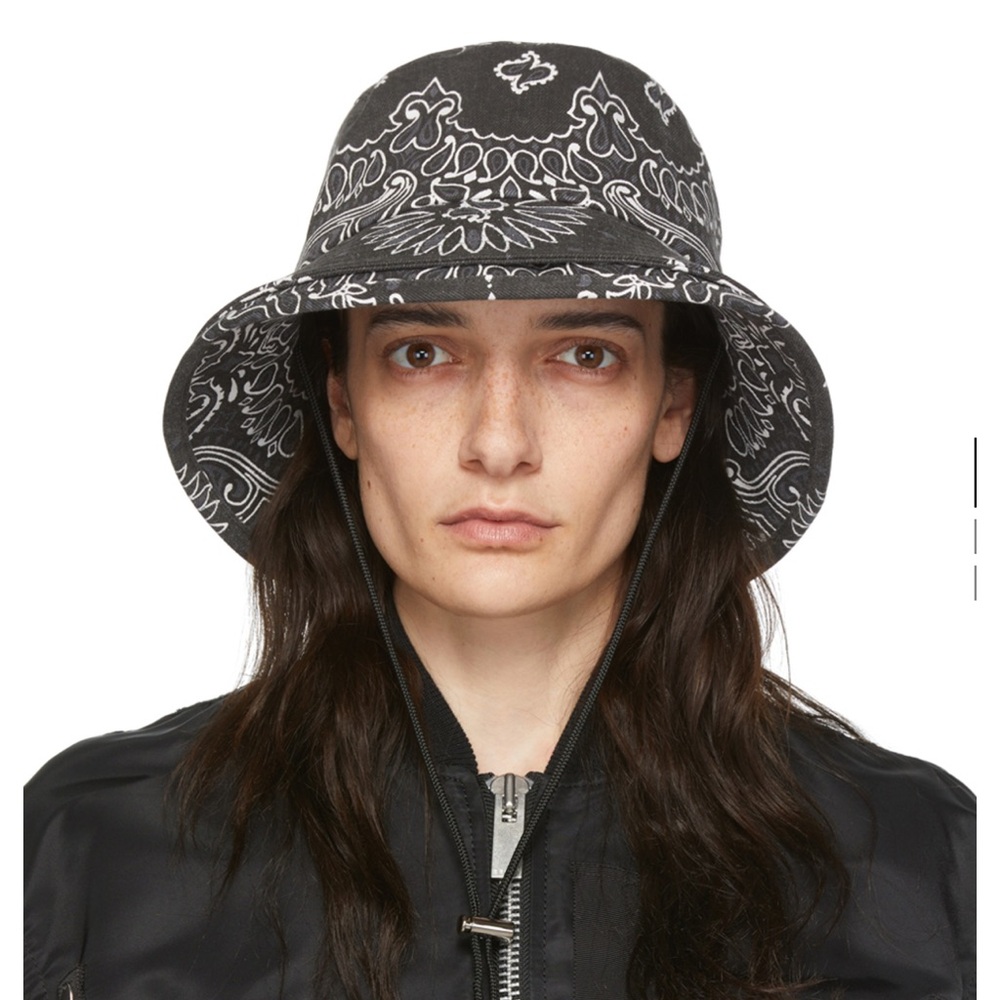 SACAI Black Cotton Bucket Hat